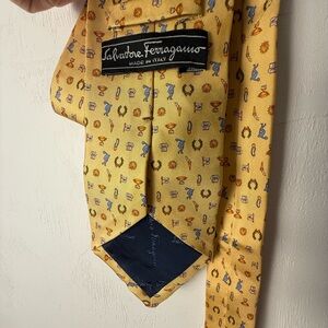 Authentic Salvatore Ferragamo Yellow Icon Olympic Greek Men's Silk Tie